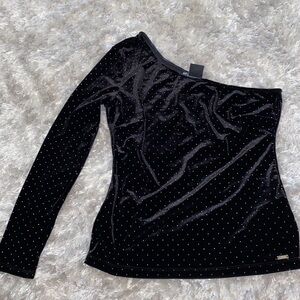 A/X Armani Exchange Black Asymmetrical Long Sleeve Blouse
